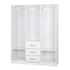 Palace Imports 100% szafa trzydrzwiowa Cosmo z litego drewna, z drzwiami z litego drewna lub lustrzanymi