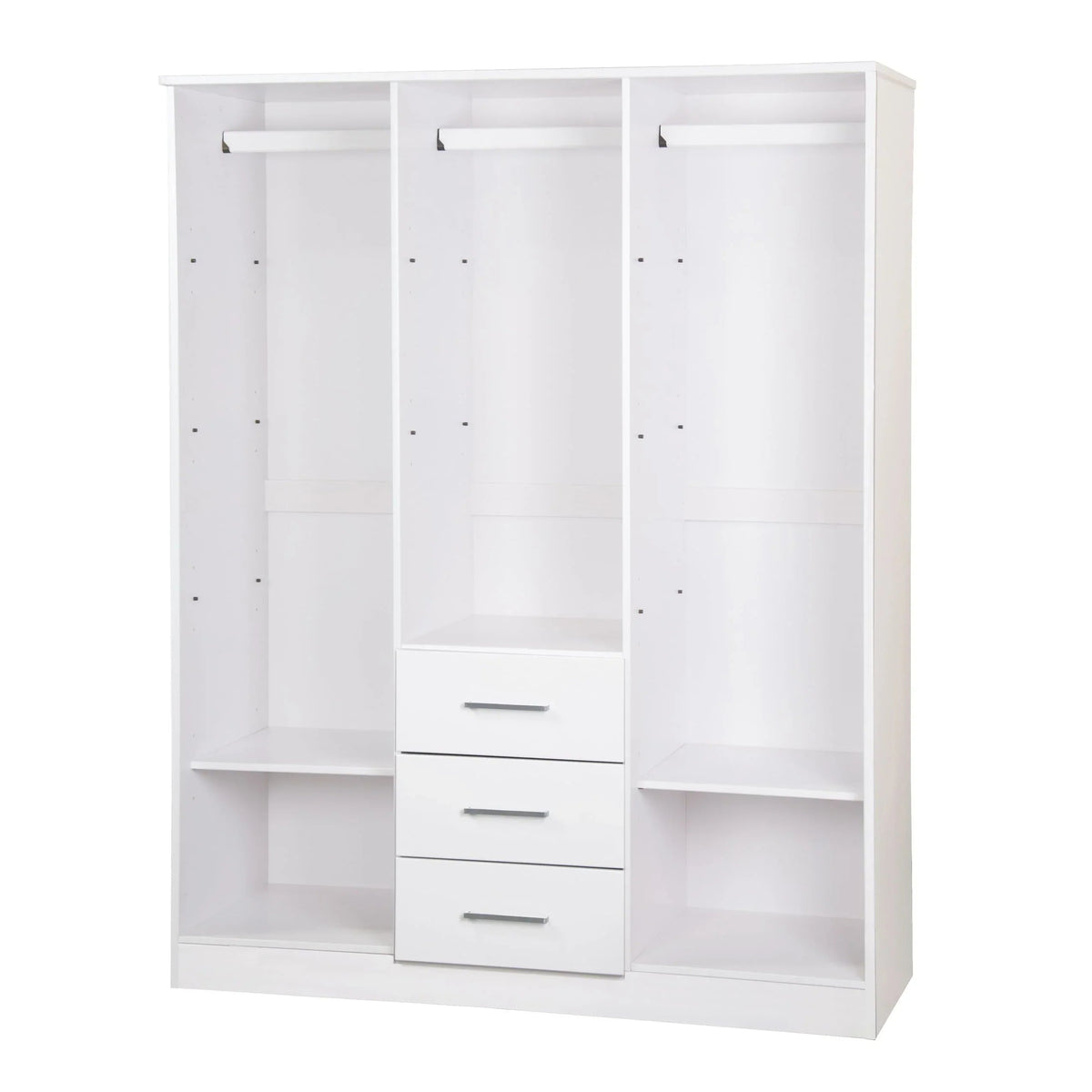 Palace Imports 100% szafa trzydrzwiowa Cosmo z litego drewna, z drzwiami z litego drewna lub lustrzanymi