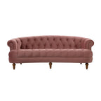 Sofa Chesterfield La Rosa 84 w stylu Mid-Century Modern, tapicerowana aksamitem i przeszywana głęboko