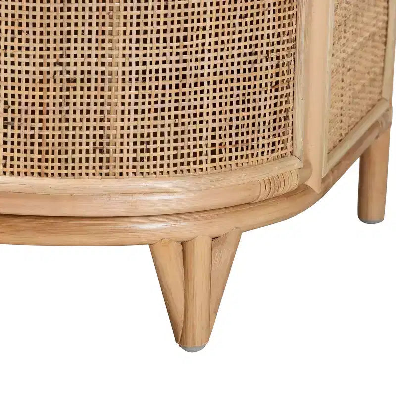 bali & pari Oleta Nowoczesna Szafka Nocna Boho Naturalny Brązowy Rattan 2 Szuflady