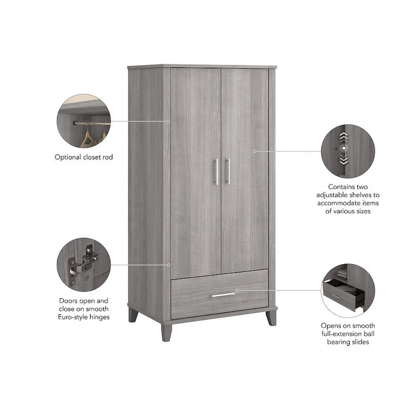 Wysoka szafka do przedpokoju Somerset z drzwiczkami i szufladą marki Bush Furniture