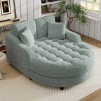 Sofa rozkładana typu chaise longue z chenille, tapicerowana sofa z pikowanym oparciem i 2 zdejmowanymi poduszkami do salonu