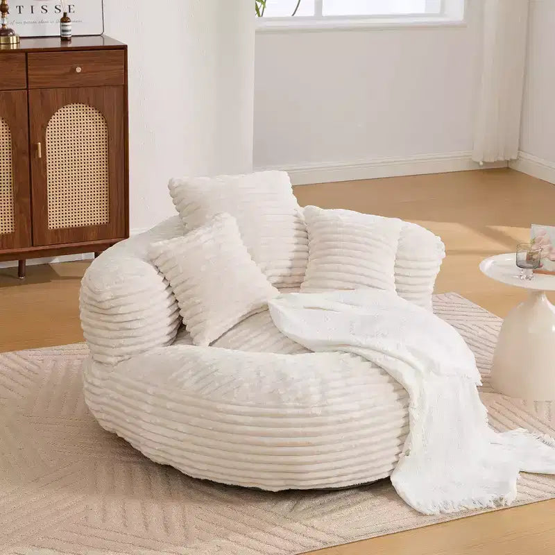 Sofa typu pufa dla dorosłych i dzieci, ponadwymiarowy sztruksowy fotel typu pufa z 3 poduszkami i podłokietnikiem do salonu, sypialni - ModernLuxe