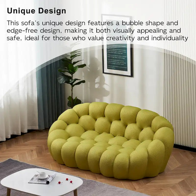 Dwuosobowa sofa typu bubble, zakrzywiona, o strukturze plastra miodu, z tkaniny 3D, do salonu, pokoju dziennego, mieszkania