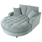 Sofa rozkładana typu chaise longue z chenille, tapicerowana sofa z pikowanym oparciem i 2 zdejmowanymi poduszkami do salonu