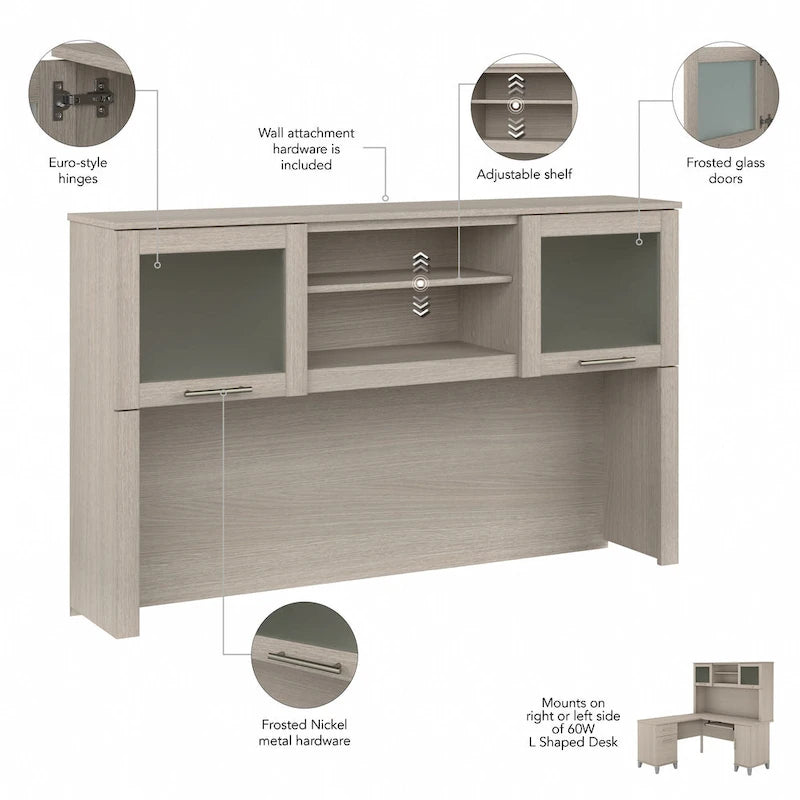 Biurko w kształcie litery L Somerset 60 cali z nadstawką do przechowywania od Bush Furniture