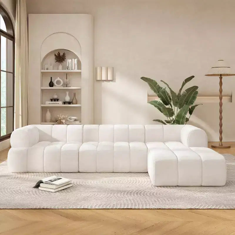 Sofa modułowa w kształcie litery L Christopher Knight Home Keri 122 w stylu nowoczesnym, z pianki o wysokiej gęstości, z niskim oparciem