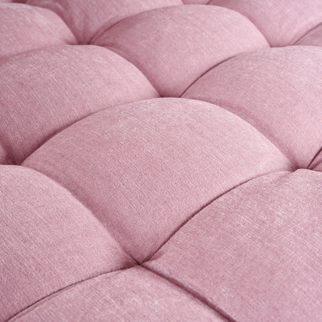 Sofa rozkładana typu chaise longue z chenille, tapicerowana sofa z pikowanym oparciem i 2 zdejmowanymi poduszkami do salonu