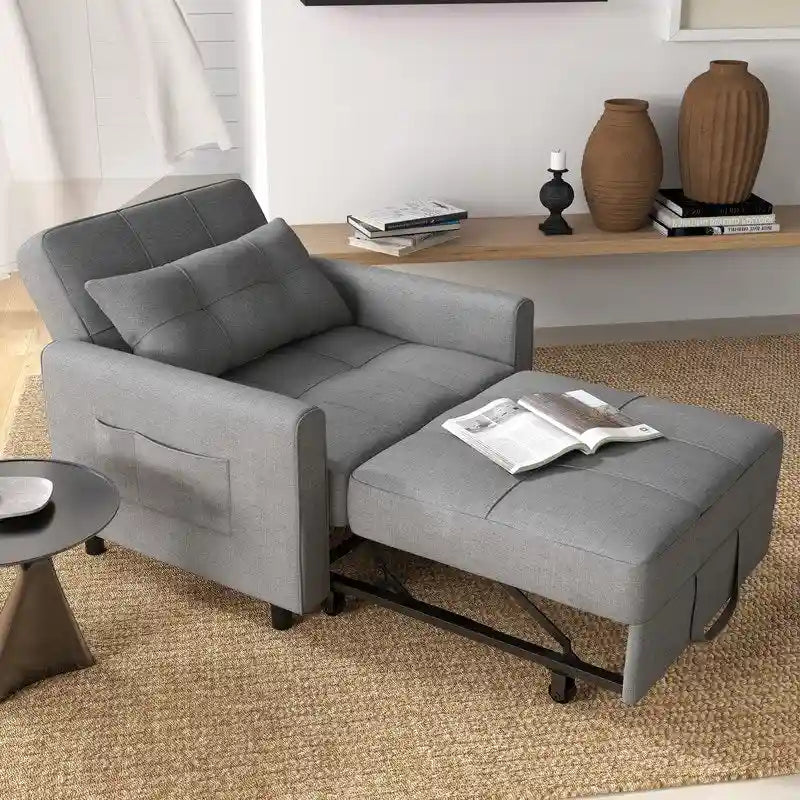 Wielofunkcyjny fotel rozkładany 3 w 1, konwertowalna regulowana tapicerowana sofa do spania