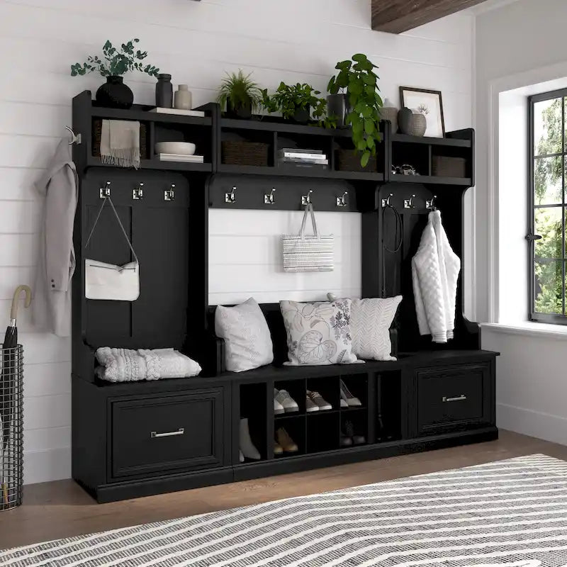 Kompletny zestaw mebli do przedpokoju Woodland z wieszakiem na ubrania marki Bush Furniture