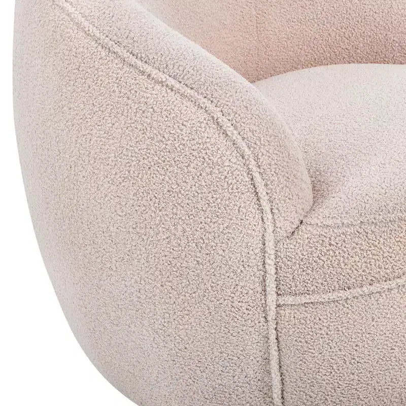 Fotel typu barrel Roundhill Furniture Galleria 360° z imitacją baranika