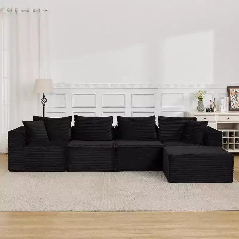 107/ 137 Modułowa narożna sofa Cloud,Sofa głęboka bezszkieletowa,Rozkładane wygodne sofy podłogowe z otomanami i pianką memory