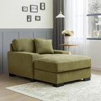 Nowoczesna sofa z funkcją spania typu chaise longue w stylu mid-century, o powiększonych wymiarach, z poduszką