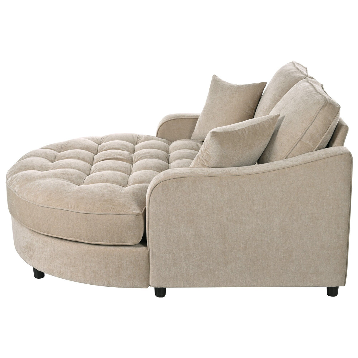 Sofa rozkładana typu chaise longue z chenille, tapicerowana sofa z pikowanym oparciem i 2 zdejmowanymi poduszkami do salonu