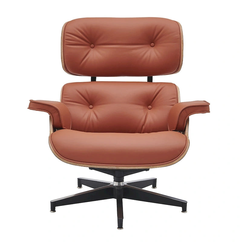 Skórzany fotel wypoczynkowy typu lounge w stylu Mid-Century Modern z funkcją rozkładania