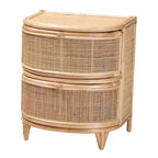 bali & pari Oleta Nowoczesna Szafka Nocna Boho Naturalny Brązowy Rattan 2 Szuflady