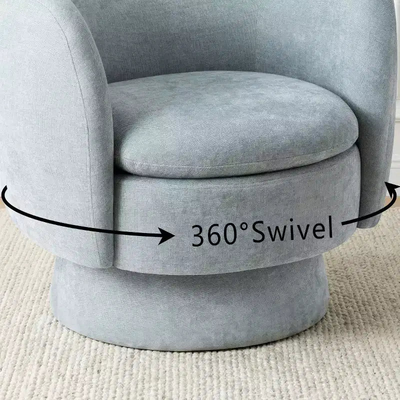 Zestaw 2 nowoczesnych obrotowych foteli typu barrel obity tkaniną, obrotowe o 360° fotele wypoczynkowe do salonu i sypialni – Panipeachy