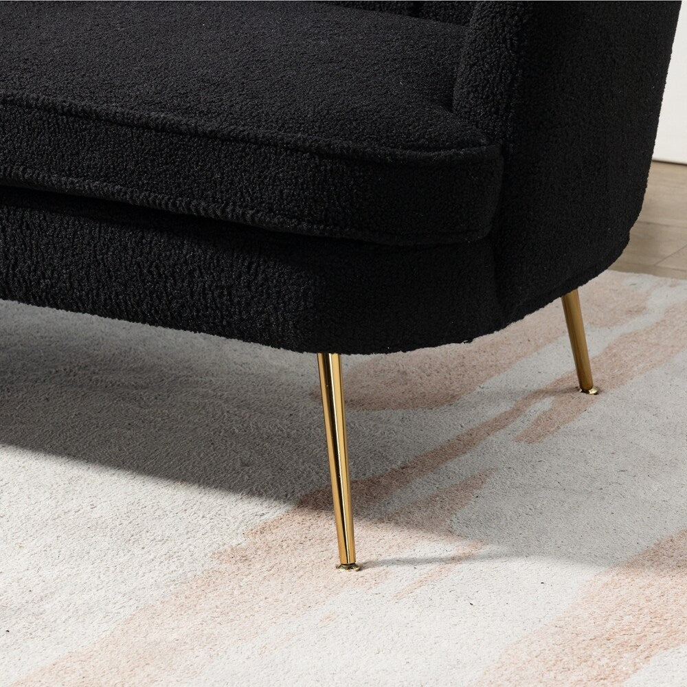 Mała dwuosobowa sofa do pokoju ze złotymi metalowymi nogami - 2 miejsca