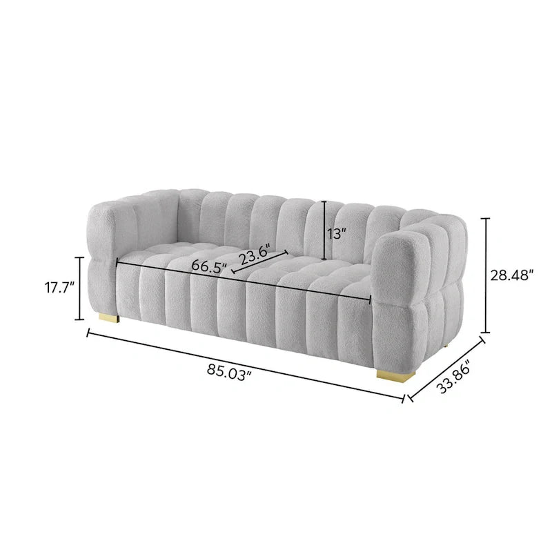 85 Nowoczesna sofa z tkaniny o strukturze wafla, wygodna kanapa wypoczynkowa