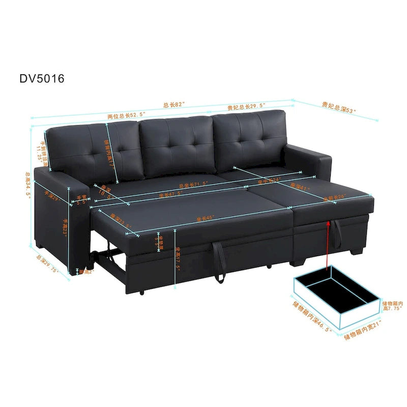 Tapicerowana rozkładana sofa narożna z narożnikiem