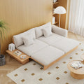 JASIWAY Nowoczesna sofa z litego drewna tapicerowana bawełnianym lnem