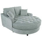 Sofa rozkładana typu chaise longue z chenille, tapicerowana sofa z pikowanym oparciem i 2 zdejmowanymi poduszkami do salonu