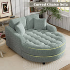 Sofa rozkładana typu chaise longue z chenille, tapicerowana sofa z pikowanym oparciem i 2 zdejmowanymi poduszkami do salonu