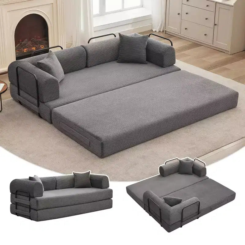 Acekool Rozkładana sofa podłogowa z głębokim siedziskiem i wygodnym sztruksowym obiciem