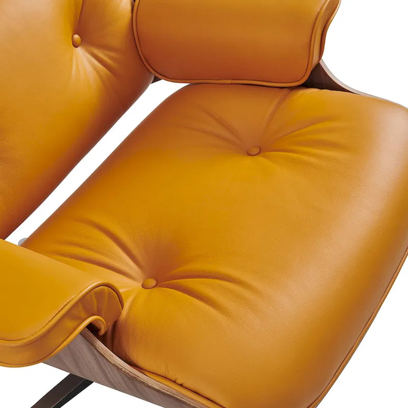 Skórzany fotel wypoczynkowy typu lounge w stylu Mid-Century Modern z funkcją rozkładania