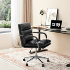 Glitzhome Skórzane Krzesło Biurowe Regulowane Obrotowe z Podłokietnikami Ergonomiczny Design