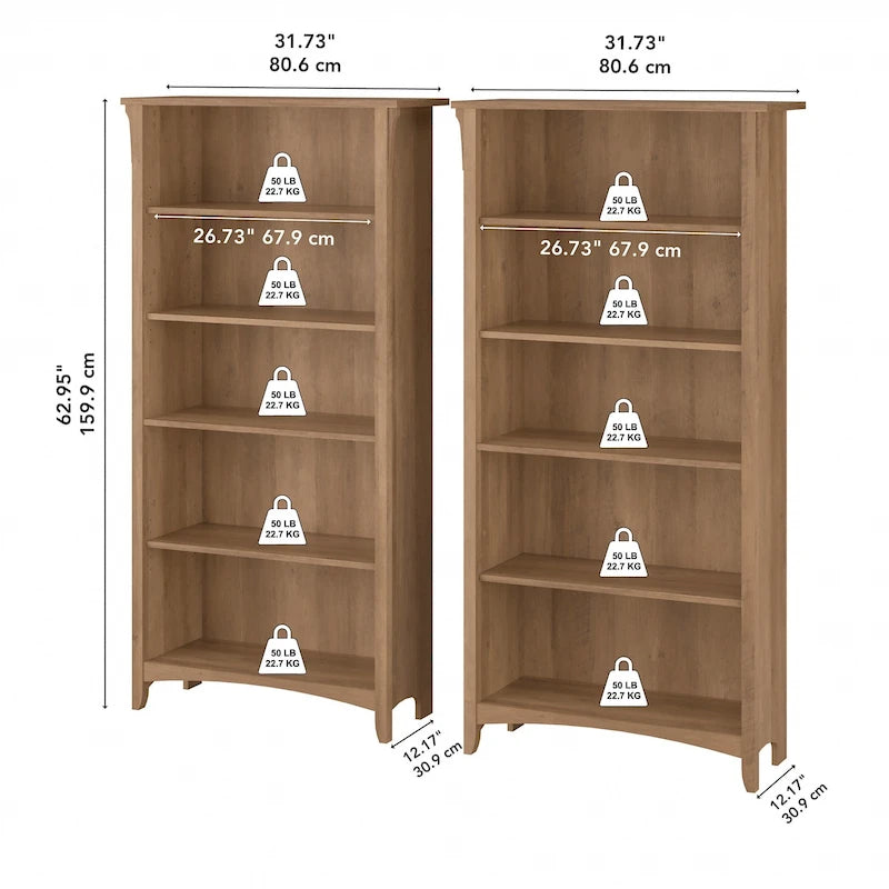 Wysoka regała Salinas na 5 półek (zestaw 2 szt.) marki Bush Furniture