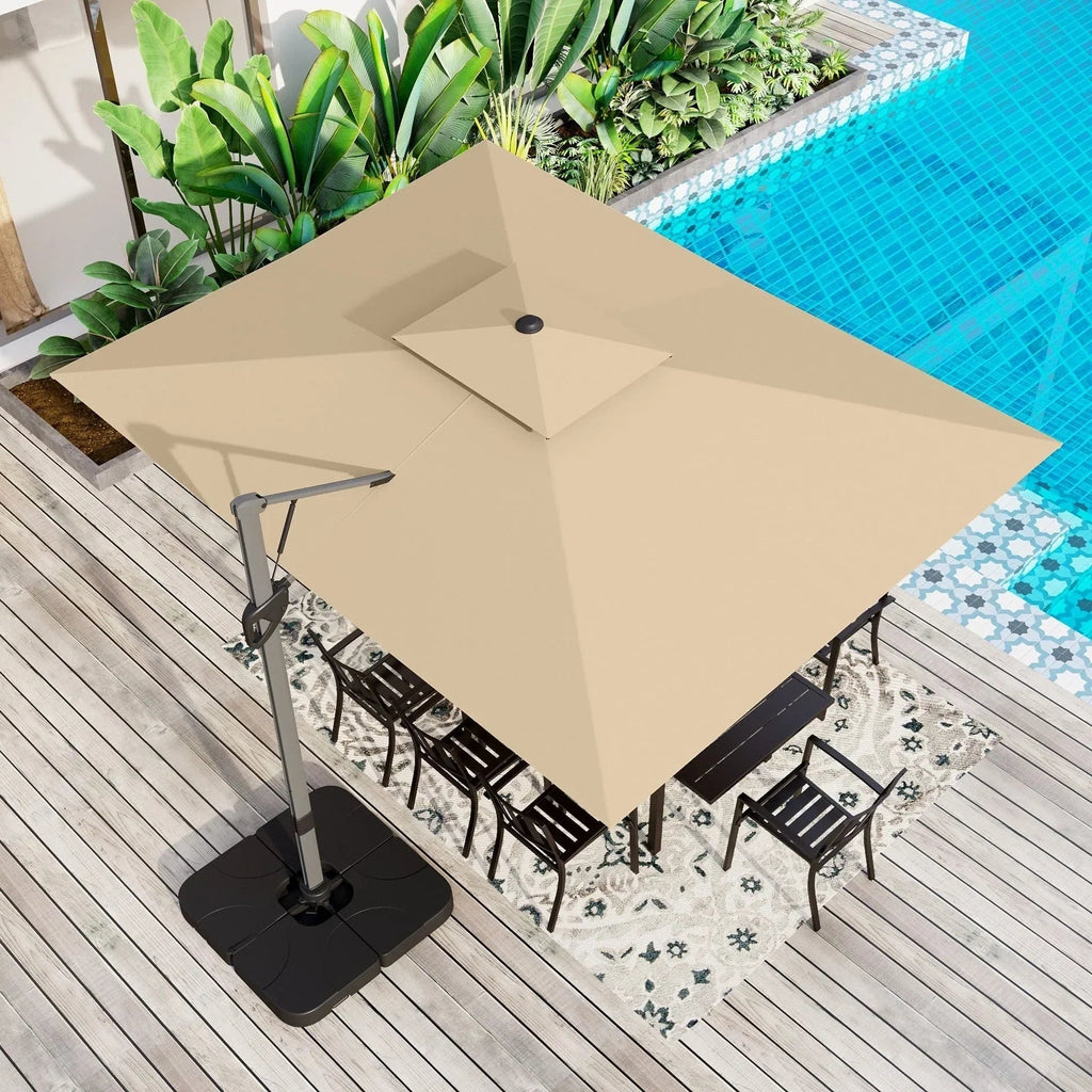 MAISON ARTS 12-stopniowy automatyczny hydrauliczny parasol wspornikowy, aluminiowy słup, obrót o 360 stopni