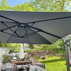 MAISON ARTS 12-stopniowy automatyczny hydrauliczny parasol wspornikowy, aluminiowy słup, obrót o 360 stopni