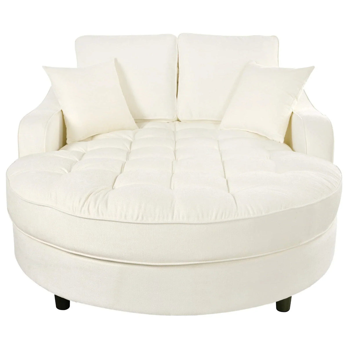 Sofa rozkładana typu chaise longue z chenille, tapicerowana sofa z pikowanym oparciem i 2 zdejmowanymi poduszkami do salonu