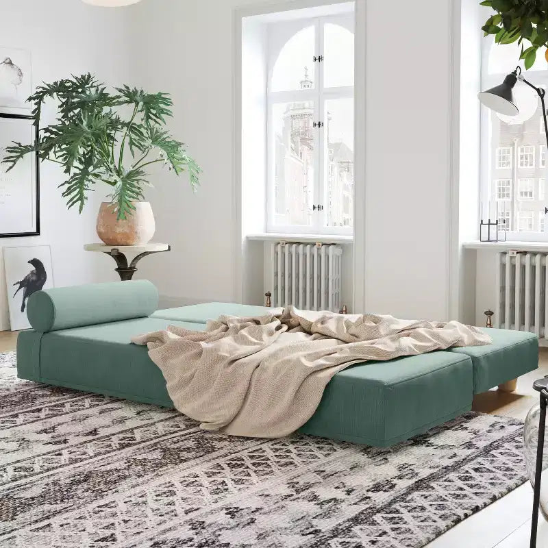Leżanka / Rozkładana sofa dwuosobowa – mikrowelur