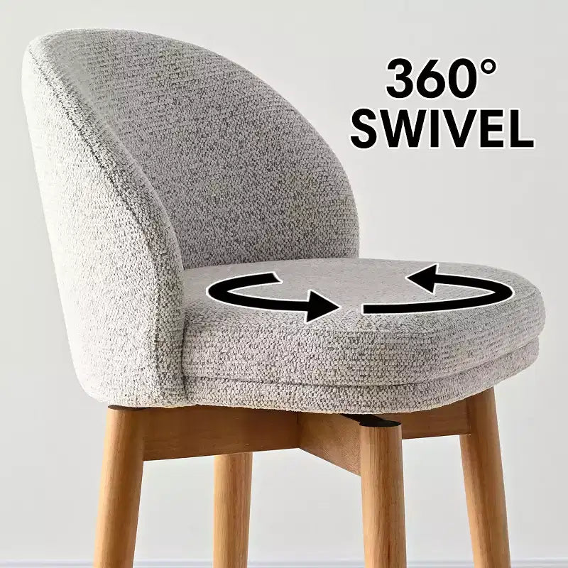 Zestaw 2 nowoczesnych obrotowych stołków barowych z tapicerowanym siedziskiem, obrotowe o 360° krzesła do wyspy kuchennej lub domowego baru z nogami z litego drewna-Panipeachy