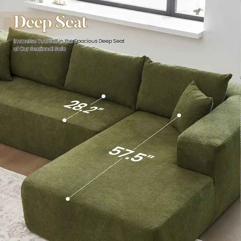 Nowoczesna tapicerowana sofa typu chaise longue z poduszkami do salonu