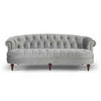 Sofa Chesterfield La Rosa 84 w stylu Mid-Century Modern, tapicerowana aksamitem i przeszywana głęboko