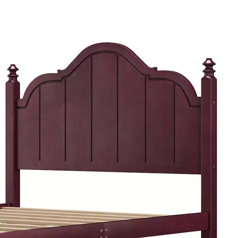 Rama łóżka platformowego Queen w stylu vintage – lite drewno sosnowe, zagłówek z płyty MDF, nie wymaga stelaża