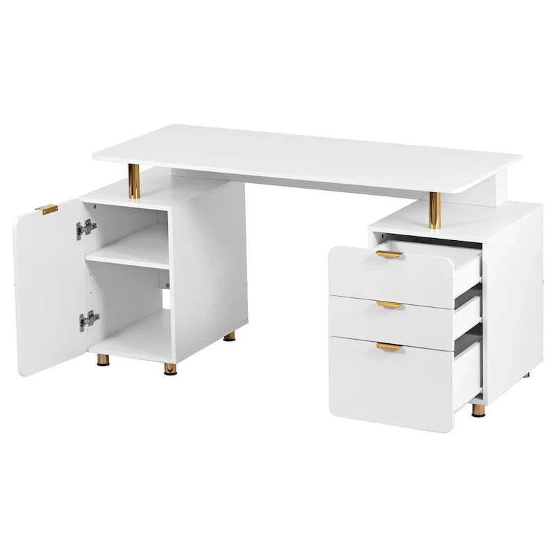 Nowoczesne zawieszone biurko gabinetowe z 3 szufladami i eleganckim blatem roboczym
