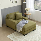 Nowoczesna sofa z funkcją spania typu chaise longue w stylu mid-century, o powiększonych wymiarach, z poduszką