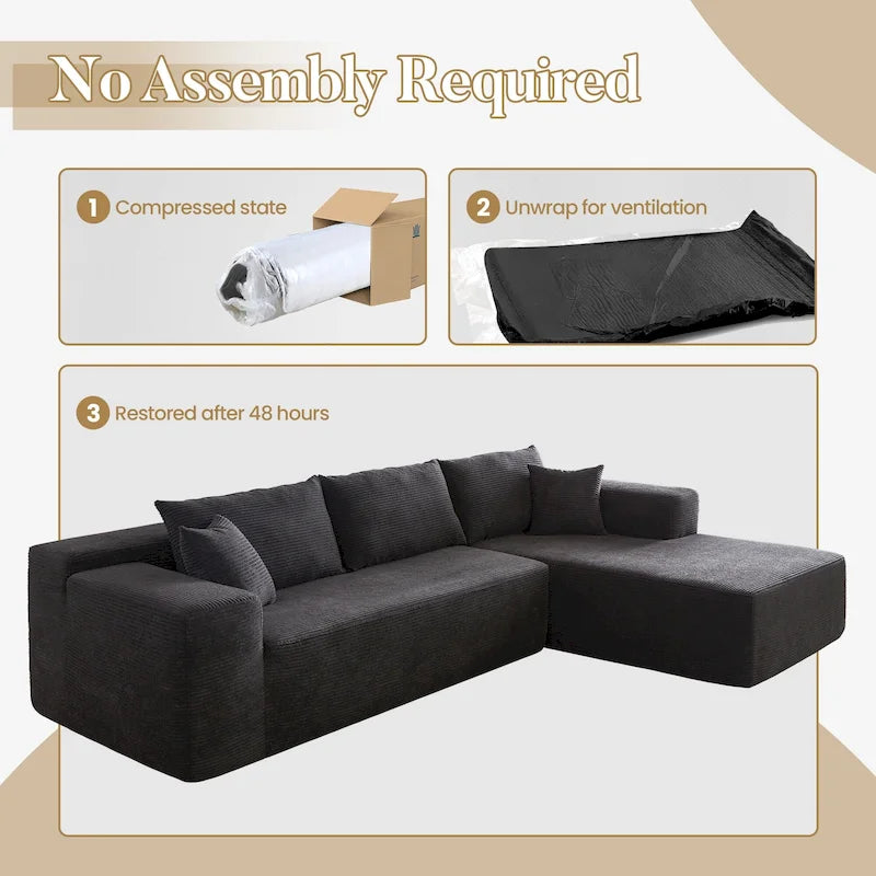 HOOOWOOO Nowoczesna narożna sofa modułowa w stylu minimalistycznym, wykonana z sztruksu, do salonu