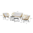 GRANDPATIO 5-częściowy zestaw mebli ogrodowych z technorattanu z dwuosobową sofą