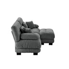 Narożna sofa dwuosobowa typu szezlong, szezlong szezlongowy z szenili z poduszkami lędźwiowymi