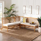 Zestaw 3-częściowy do jadalni z ławką Capella Modern Bohemian Honey Rattan