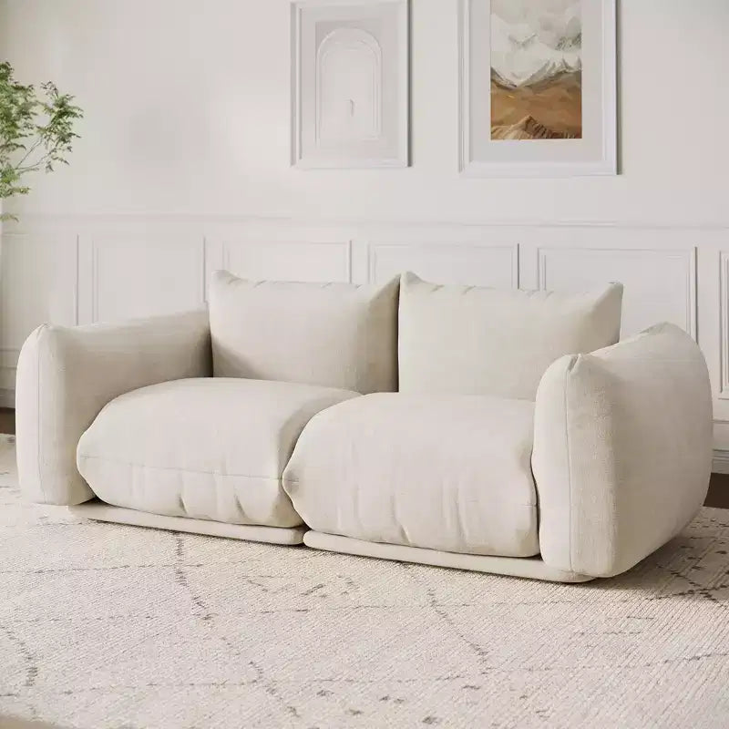 Bezkostna sofa dwuosobowa – nie wymaga montażu, puszysta sofa typu cloud z chenille’u o szerokości 75,2 cala i głębokości siedziska 23,2 cala do małych przestrzeni (zielona)