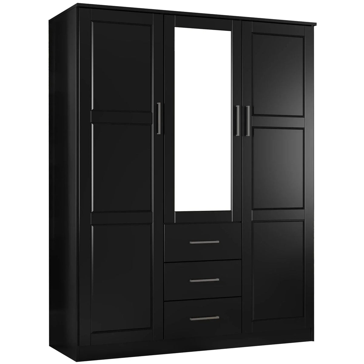 Palace Imports 100% szafa trzydrzwiowa Cosmo z litego drewna, z drzwiami z litego drewna lub lustrzanymi