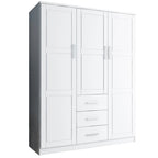Palace Imports 100% szafa trzydrzwiowa Cosmo z litego drewna, z drzwiami z litego drewna lub lustrzanymi