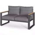 Dwuosobowa sofa ogrodowa Heynemo z aluminium, metalowa sofa tarasowa odporna na warunki atmosferyczne, fotel tarasowy na ganek, do ogrodu i podwórza