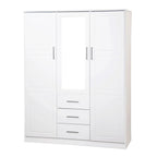 Palace Imports 100% szafa trzydrzwiowa Cosmo z litego drewna, z drzwiami z litego drewna lub lustrzanymi